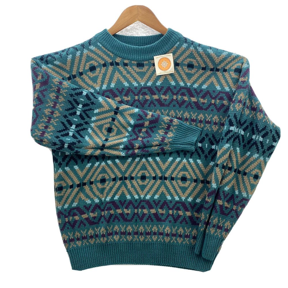 Capricorn Fair Isle Crewneck Sweater Men's XL Preppy Pullover Long Sleeve Cosby
